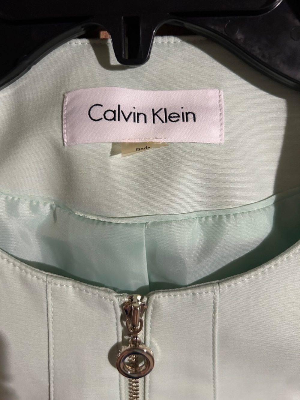 NWT Calvin Klein Mint Green Zip-Front Women's Blazer - Picture 2 of 8